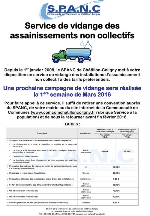 Affiche A3 pour mairie vidange campagne Mars 2016