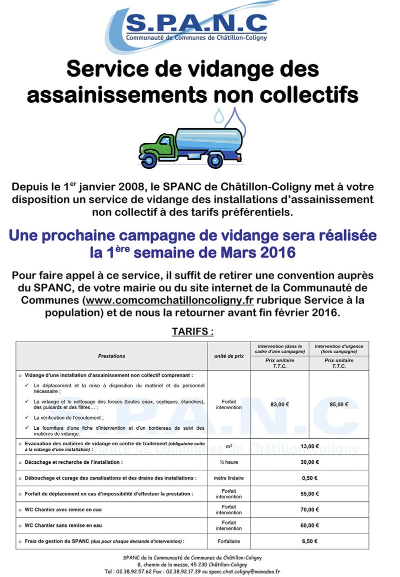 Affiche A3 pour mairie vidange campagne Mars 2016