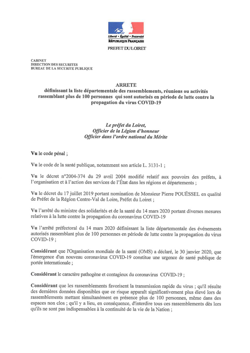 AP du 15 03 2020 définissant la liste des rassemblements de + 100 autorisés_Page_1